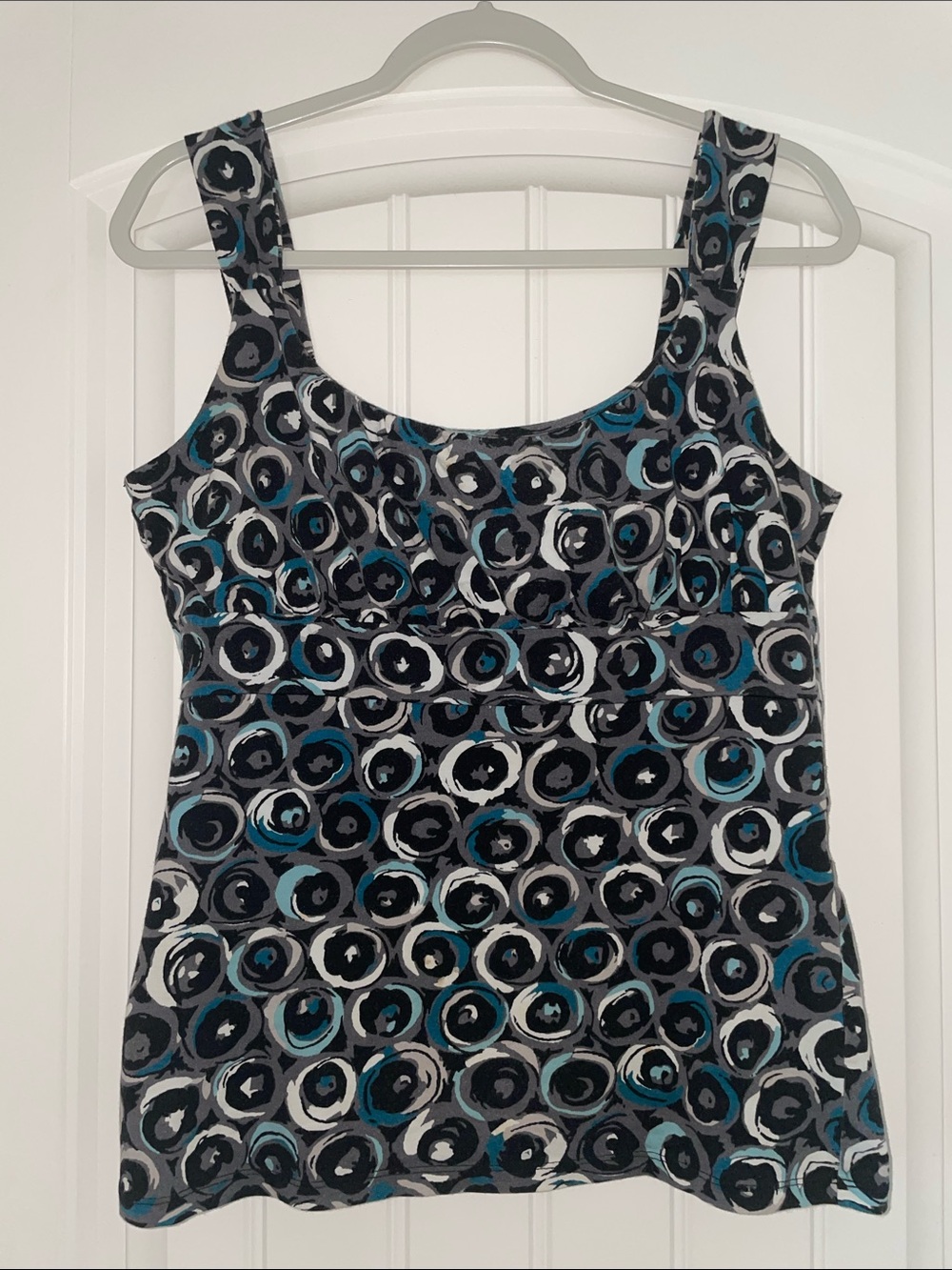 Ann Taylor Teal, Black Blue Gray Patterned Tank Top Womens medium